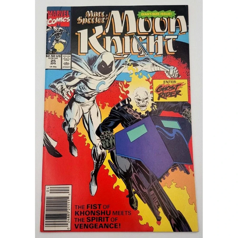 MARC SPECTOR: MOON KNIGHT #25 (1991) /NM/ 1ST TEAM UP WITH GHOST RIDER